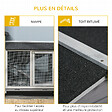 PAWHUT - Clapier bois sur roulettes 2 niv. 3 plateaux déjections coulissants sapin gris pré-huilé - vignette