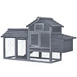 PAWHUT - Poulailler cottage cage à poules sur pied dim. 151L x 54l x 87H cm multi-équipement bois pin gris - vignette