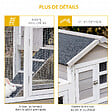 PAWHUT - Clapier cage à lapins cottage - niche supérieure avec rampe et enclos extérieur - plateau excrément, toit bitumé, 4 portes verrouillables - bois sapin blanc gris - vignette
