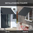 OUTSUNNY - Store banne manuel inclinaison réglable acier alu. dim. 150L x 120l (avancée) cm polyester imperméabilisé anti-UV gris - vignette