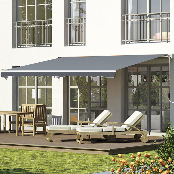 Store Banne Manuel Rétractable Outsunny - 2.5x2m - Aluminium Et Polyester - Inclinaison Réglable - Pour Terrasse, Magasin - 12