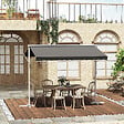 OUTSUNNY - Store double pente manuel rétractable inclinaison réglable acier époxy blanc polyester imperméabilisé anti-UV gris dim. 3L x 2,95l x 2,6H m - vignette