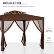 OUTSUNNY - Tonnelle barnum de jardin 3L x 3l m avec 4 moustiquaires amovibles - double toit - métal polyester marron - vignette