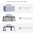 OUTSUNNY - Tonnelle barnum pavillon de jardin style colonial double toit toile moustiquaires et toiles amovibles 3,9L x 2,9l x 2,8H m gris - vignette