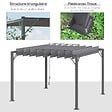 OUTSUNNY - Pergola lames orientables dim. 2,9L x 2,95l x 2,13H m structure alu. acier époxy polyester gris - vignette