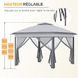 OUTSUNNY - Tonnelle barnum automatique pop-up dim. 3,3L x 3,3l x 2,88H m moustiquaires sac transport métal oxford gris - vignette