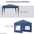 OUTSUNNY - Tonnelle barnum pop-up pliant dim. 3L x 3l x 2,58H m 2 fenêtres sac transport acier Oxford bleu - vignette