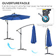 OUTSUNNY - Parasol déporté octogonal inclinable rabattable diamètre 2,97 m parasol de jardin avec pied en croix bleu - vignette