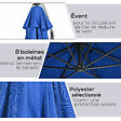 OUTSUNNY - Parasol déporté octogonal inclinable rabattable diamètre 2,97 m parasol de jardin avec pied en croix bleu - vignette