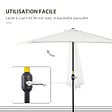 OUTSUNNY - Demi parasol - parasol de balcon 5 entretoises métal polyester 2,69L x 1,38l x 2,36H m crème - vignette
