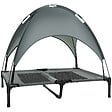 PAWHUT - Lit pour chien chat sur pieds lit de camp lit surélevé rafraîchissant velum anti-UV Oxford micro-perforé parasol et sac de transport inclus dim. 92L x 76l x 90H cm gris noir - vignette