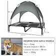 PAWHUT - Lit pour chien chat sur pieds lit de camp lit surélevé rafraîchissant velum anti-UV Oxford micro-perforé parasol et sac de transport inclus dim. 92L x 76l x 90H cm gris noir - vignette