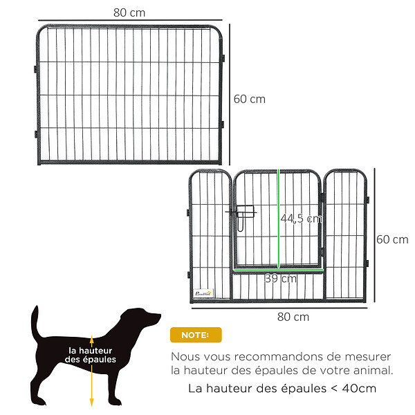 PAWHUT - PawHut Parc enclos modulable pour animaux avec 2 portes - 12 panneaux modulables - acier noir - large
