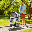 PAWHUT - Poussette buggy pliable animaux chariot pliant chien chat porte-gobelet panier de rangement inclus roues avec frein tissu 600D Oxford métal gris - vignette