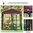 PAWHUT - Chenil extérieur pour chien - cage chien - enclos chien - toile toit imperméable anti-UV, porte verrouillable, 2 bols rotatifs - acier noir oxford pourpre - vignette