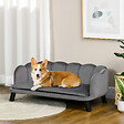 PAWHUT - Canapé chien lit pour chien chat design contemporain coquillage dim. 98L x 60l x 35H cm coussin moelleux velours gris - vignette