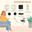 PAWHUT - Cage parc enclos chat modulable dim. L105 x l70 x H105 cm 3 niveaux 2 portes rampe plateformes PE motif graphique fil métallique noir - vignette