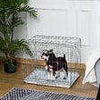 PAWHUT - Cage pour chien pliable - plateau excrément coulissant - 2 portes verrouillable, poignée - dim. 61L x 43l x 50H cm - fer galvanisé PP blanc - vignette