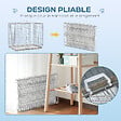 PAWHUT - Cage pour chien pliable - plateau excrément coulissant - 2 portes verrouillable, poignée - dim. 61L x 43l x 50H cm - fer galvanisé PP blanc - vignette