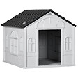PAWHUT - Niche chien style cottage dim. 65L x 75l x 63H cm - motifs fenêtres, porte, aération - PP blanc gris - vignette