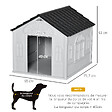 PAWHUT - Niche chien style cottage dim. 65L x 75l x 63H cm - motifs fenêtres, porte, aération - PP blanc gris - vignette