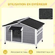 PAWHUT - Niche chien style cottage - 2 fenêtres, porte, toit ouvrant bitumé - bois sapin gris - vignette