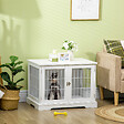 PAWHUT - Cage pour chien animaux table d'appoint 2 en 1 - 2 portes verrouillables - dim. 76L x 54,5l x 56H cm - MDF acier blanc - vignette