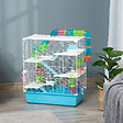 PAWHUT - Grande cage à hamsters 5 niveaux - tunnels, abreuvoir, roue, maisonnette, échelles - dim. 59L x 36l x 69H cm - métal PP bleu blanc - vignette