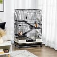 PAWHUT - Cage pour cochons d'Inde chinchilla rongeur sur roulettes - 3 étages, 2 portes, trappe, plateau déjection - noir gris - vignette