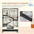 PAWHUT - Cage pour cochons d'Inde chinchilla rongeur sur roulettes - 3 étages, 2 portes, trappe, plateau déjection - noir gris - vignette