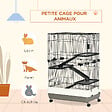 PAWHUT - Cage pour cochons d'Inde chinchilla rongeur sur roulettes - 3 étages, 2 portes, trappe, plateau déjection - noir gris - vignette