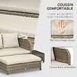 OUTSUNNY - Ensemble salon de jardin 2 places 4 pcs - canapé, repose-pieds, 2 tables basses - coussins inclus - résine grise polyester kaki - vignette