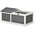 PAWHUT - Enclos pour tortue - parc pour tortue - niche, enclos extérieur grillagé, toit ouvrant verrouillable - sapin gris blanc - vignette