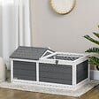 PAWHUT - Enclos pour tortue - parc pour tortue - niche, enclos extérieur grillagé, toit ouvrant verrouillable - sapin gris blanc - vignette