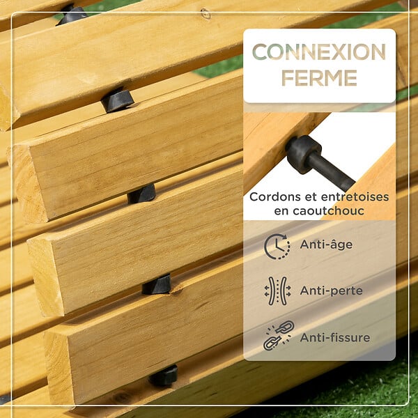 OUTSUNNY - Allée chemin de jardin en lattes de bois enroulable - dim. 185L x 60l x 1,9H cm - bois de sapin pré-huilé - large