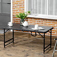 OUTSUNNY - Table de jardin pliable 4 personnes table de camping pliable hauteur réglable acier époxy plateau HDPE aspect bois gris - vignette
