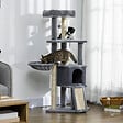 PAWHUT - Arbre à chat multi-équipement griffoirs grattoirs plateforme niche hamac jeu boule suspendue gris - vignette