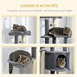 PAWHUT - Arbre à chat multi-équipement griffoirs grattoirs plateforme niche hamac jeu boule suspendue gris - vignette