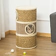 PAWHUT - Arbre à chat cylindrique - tour à griffer pour chat - arbre à chat tour - Tonneau griffoir - 3 niches + plateforme - sisal corde d'algues beige - vignette
