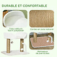 PAWHUT - Arbre à chat 2 griffoirs jute naturelle panier jeu 2 boules suspendues avec clochettes peluche blanche - vignette