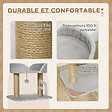 PAWHUT - Arbre à chat 2 griffoirs jute naturelle panier jeu 2 boules suspendues avec clochettes peluche grise - vignette