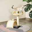 PAWHUT - Arbre à chat griffoir grattoir design jeu boule suspendue + plateforme peluche sisal naturel beige - vignette