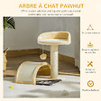 PAWHUT - Arbre à chat griffoir grattoir design jeu boule suspendue + plateforme peluche sisal naturel beige - vignette