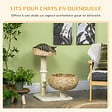 PAWHUT - Arbre à chat griffoir 2 niveaux hauteur 72 cm poteau sisal avec niche et plate-forme 1 balle suspendue beige - vignette