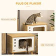 PAWHUT - Maison pour chat design poste de télévision - niche chat panier chat - coussin amovible, boule à ressort - aspect bois clair blanc - vignette