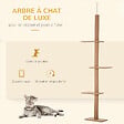 PAWHUT - Arbre à chat poteau à griffer hauteur réglable dim. 43L x 27I x 228-260H cm 4 niveaux d'activités marron - vignette