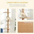 PAWHUT - Arbre à chat poteau à griffer hauteur réglable dim. 43L x 27I x 228-260H cm 4 niveaux d'activités marron - vignette