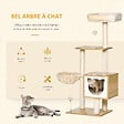 PAWHUT - Arbre à chat multi-équipement griffoirs grattoirs niche hamac panier coussins amovibles H126 cm peluche courte sisal naturel beige - vignette