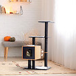 PAWHUT - Arbre à chats design contemporain griffoirs grattoirs sisal naturel centre d'activités niche plate-formes jeu boules suspendues 71L x 49l x 120H cm MDF noir hêtre - vignette