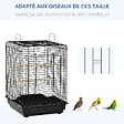 PAWHUT - Cage à oiseaux 2 mangeoires 2 perchoirs toit ouvrant plateau excrément amovible poignée transport métal PS noir - vignette